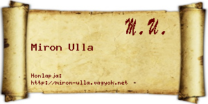 Miron Ulla névjegykártya